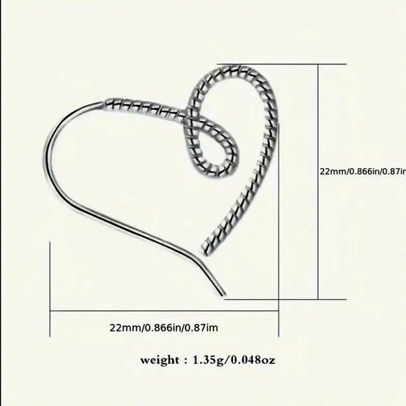 Women’s Elegant 925 Sterling Silver Hollow Heart Twist Dangle Earrings -… - Picture 3 of 6